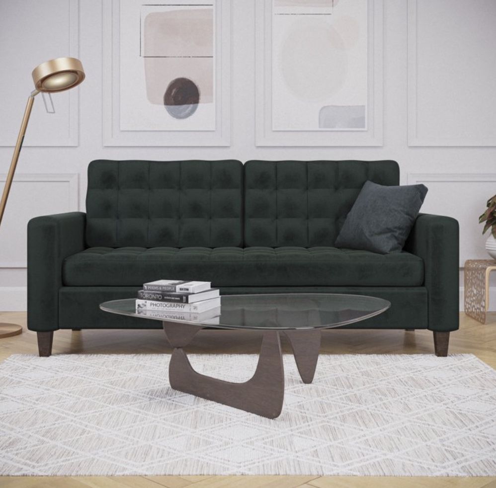 Green velvet futon sofa couch - NEW