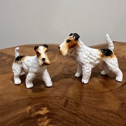 VTG Porcelain Dog Wired  Fox Terrier Set 2 