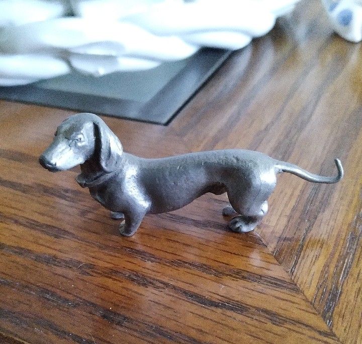 Vintage Pewter Dachshund Figure
