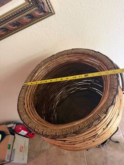 Vintage pencil reed coiled basket