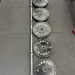 Vesta Fitness Bumper Plates & Olympic Barbell