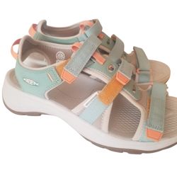 KEEN Adjustable Sport Sandals Astoria West Open Toe aqua peach size 10.5/41  New