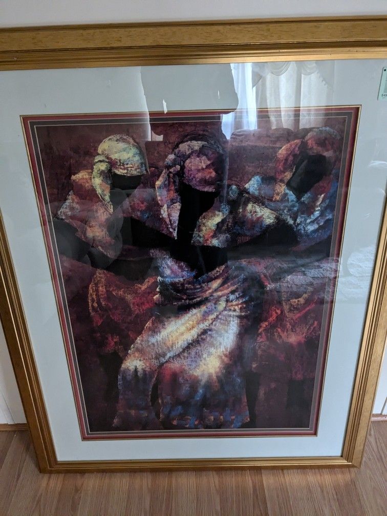 Gold Framed African Art By Paul Goodnight