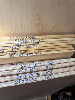 3/4”-1/2”-5/8” plywood pieces  SEE PICTURES FOR SIZES AND PRICE