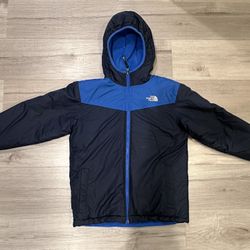 The North Face Reversible Hooded Fleece Jacket, Blue, Boys Size 10/12 (Med)