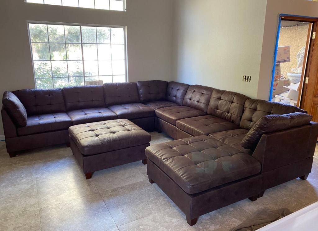 Sectional Sofa Set With Ottoman
