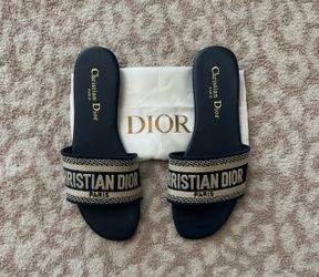 Christian Dior Deep Blue Slide Sandals size 9 $100 **READ DESCRIPTION**