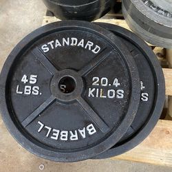 Pair Of 45 Lb Standard Barbell Olympic Weight Plates