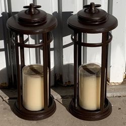 Large candle holders metal bronze