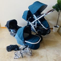 Uppababy Vista V2 Double Stroller with Car Seat and Bassinet Finn