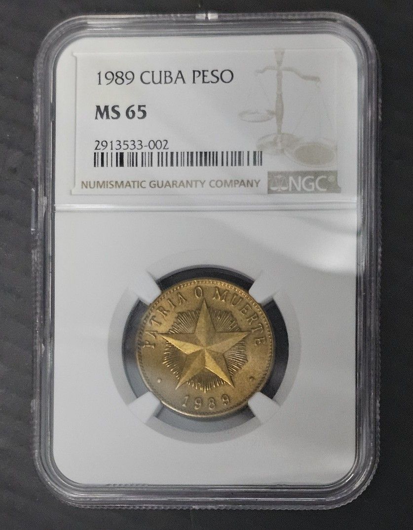 1 PESO STAR 1989 CUBA MS 65