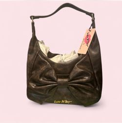 Betsey Johnson Dark Brown Bow-Accent Shoulder Bag
