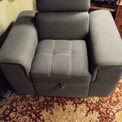 Suede Pull Out And Pop Up Ottoman Chair