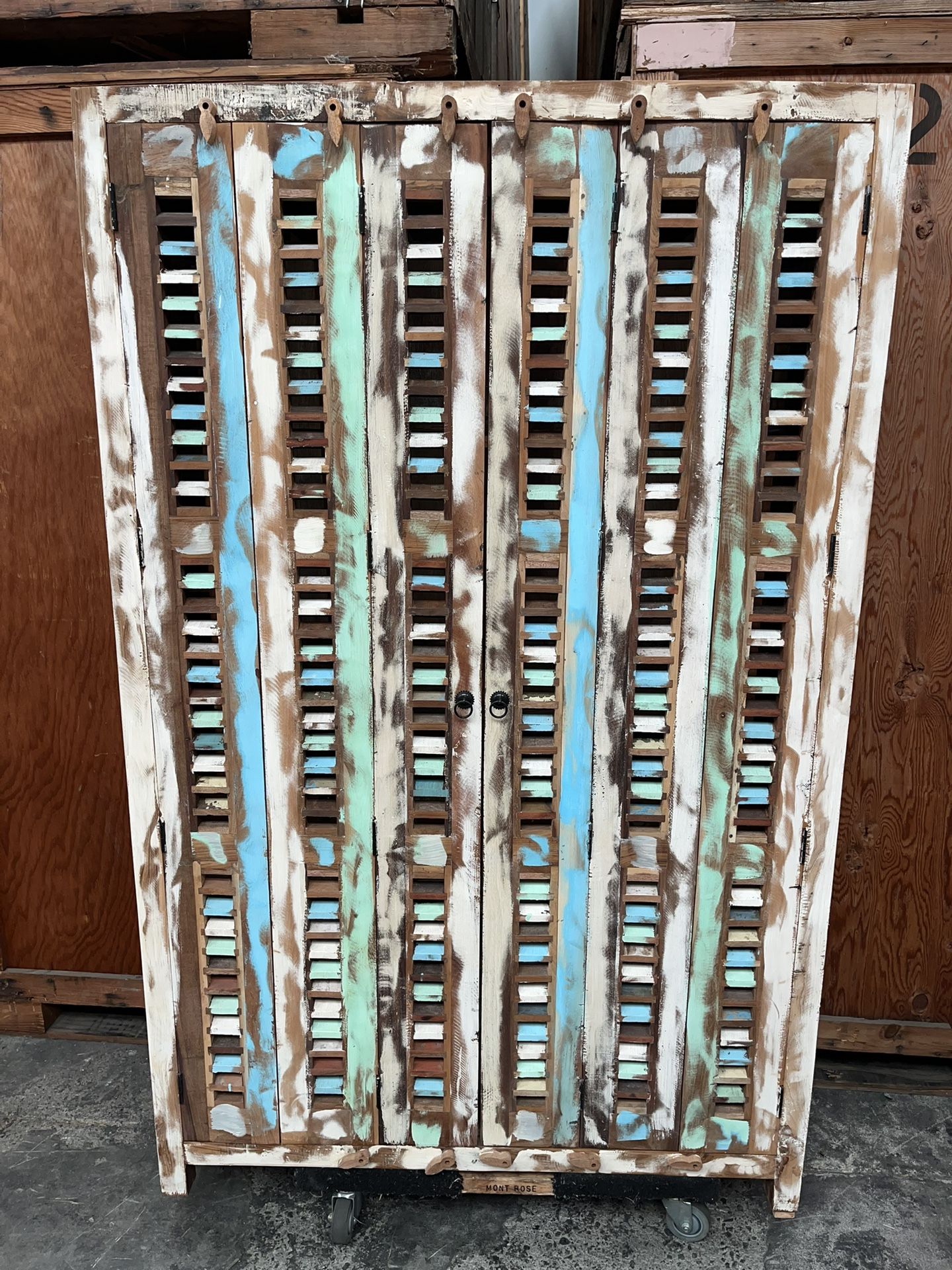 Fribourg Reclaimed Wood Tall Armoire Bar Cabinet 78” tall x 49.5”wide x 19” deep