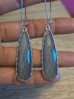 Long Drop Teardrop Stone Earrings
