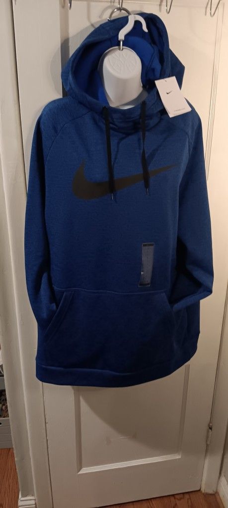 New Men's Blue Large NIKE Thermafit Hoodie