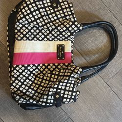 Kate Spade Stevie Women's Bag Black White Pink Handbag Purse