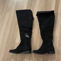 Black Suede  Over The Knee Boots 