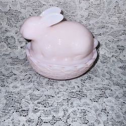 MOSSER GLASS CO. LIGHT PINK EASTER BUNNY 2pc. DISH - $15