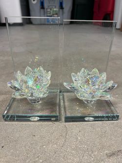 Lotus Flower Glass Prism Suncatcher 6" X4" Creates Brilliant Colors