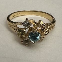 14k Gold Ring with Real Gemstones