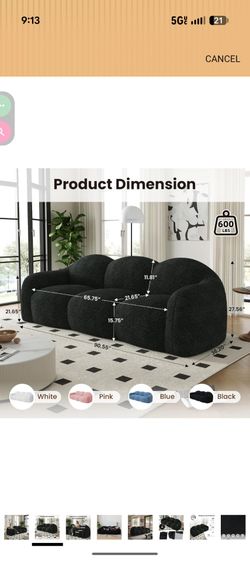 Black Chenille Sofa