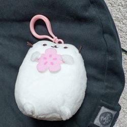 Pusheen white Sakura plushie keychain
