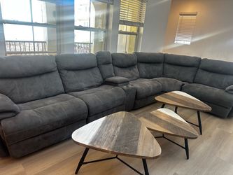 Large Gray Sectional Recliner Sofa