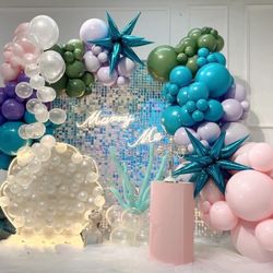 Sequin Backdrop In Blue Rainbow 