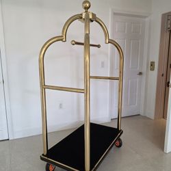 GOLD HOTEL BAGGAGE CART BELL HOP TROLLEY 