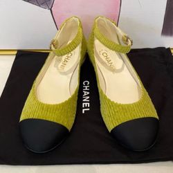 Chanel Round-Toe Striped Ballet Flats