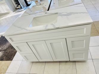 48”  Vanity With Quartz Countertop And Ceramic Sink 