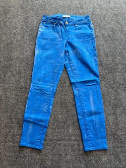 Miss Halladay Blue White Rinse Paint Splatter Skinny Jeans Size 8 Y2K Stretch
