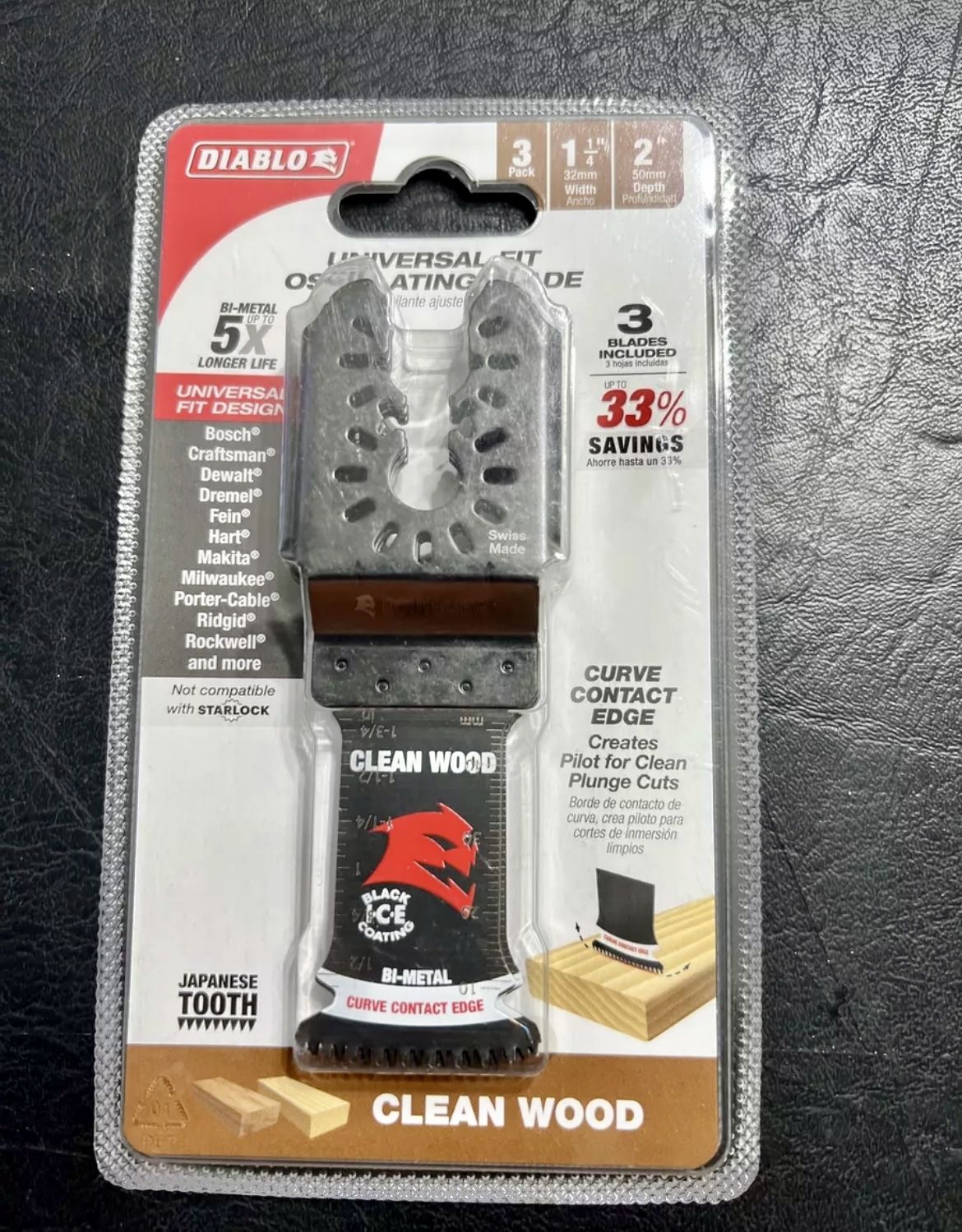 Diablo Oscillating Blades for Clean Wood - Pack of 3 (DOU125JBW3)