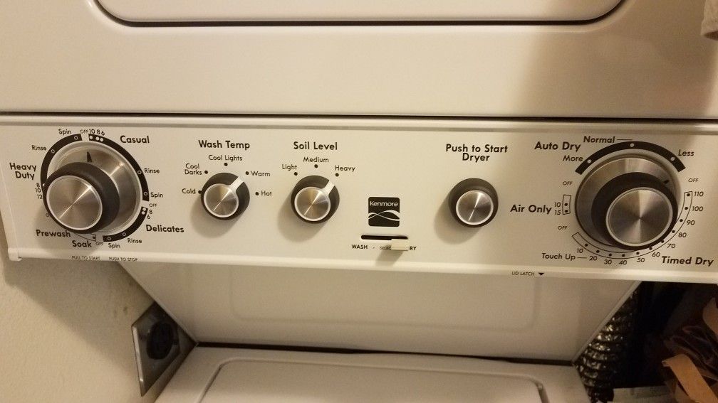 Kenmore apartment sized stacked washer and dryer set