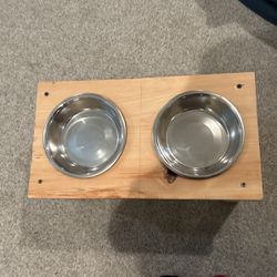 Homemade Dog Bowl Holder Cons With Two Bowls That Fit Inside