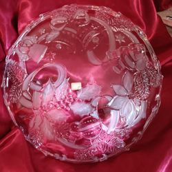 MIKASA 15 " HEAVY FESTIVE SPIRIT FROSTESS CLEAR GLASS ROYND PLATTER 