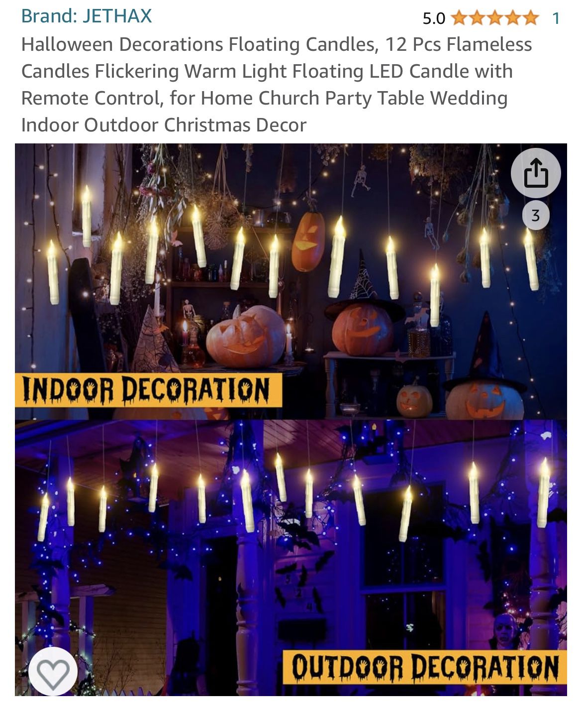Halloween Decorations Floating Candles, 12 Pcs Flameless Candles Flickering Warm Light