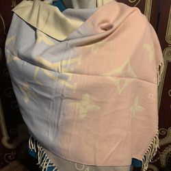 Original Louis Vuitton Cashmere Ombré Pink And Blue Long Scarf I Have A New Never Worn
