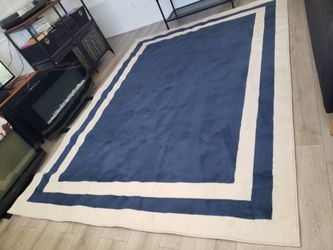 Rug Navy Blue and Cream 9 X 6