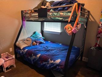 Black Metal Twin Over Full Bunk Bed