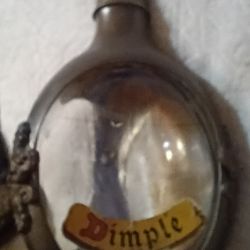 Vintage Haig Royal Holland Dimple Whisky Bottle Pewter Overlay Glass Empty