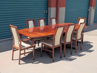 Vintage Mid Century Modern Rosewood Dining Set by Skovby, Denmark – Table + 8 Chairs, c1960s–70s