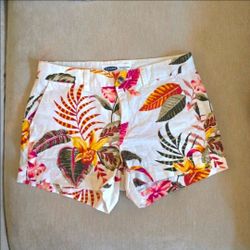 Old Navy Everyday Short Mid Rise Tropical Floral Print Linen Shorts size 4
