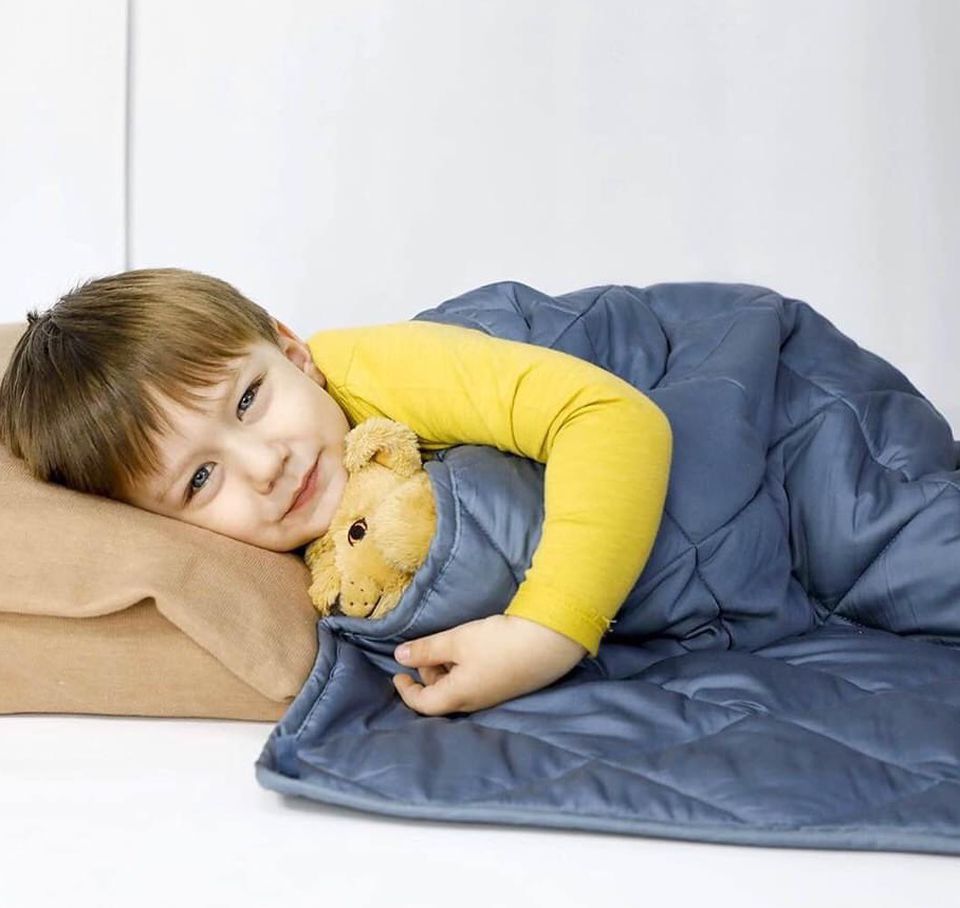Cooling Weighted Blanket for Kids | 100% Natural Bamboo Viscose | 7 lbs | 41"x60" | Heavy Blanket | Folkstone Grey New in the box! Retail price is $50