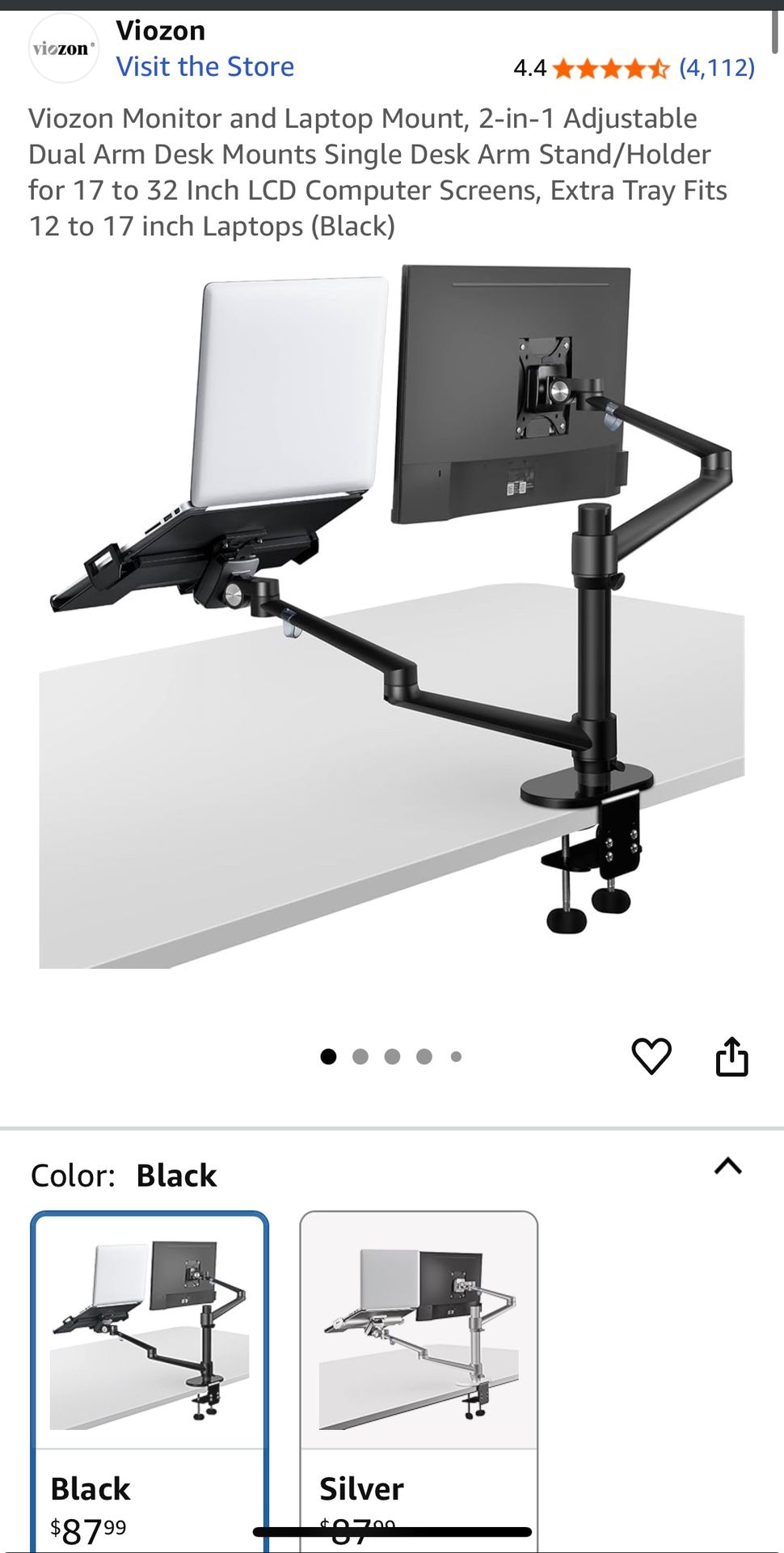Computer Monitor And Laptop Mount For Desk