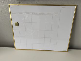 Magnetic Dry Erase Monthly Calendar – Gold Frame