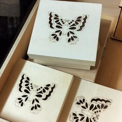 4 Wooden Butterfly Craft Box