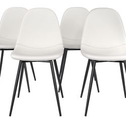 4 White Faux Leather Brandon Modern Upholstered Dining Room Chair