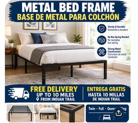 Metal bed frame assembled & delivery Indian Trail area